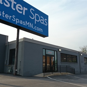 Master Spas entrance after retail facade painting with charcoal exterior finish